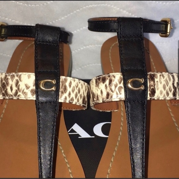 Coach Black/Natural Sandals Size 8 - Picture 6 of 15